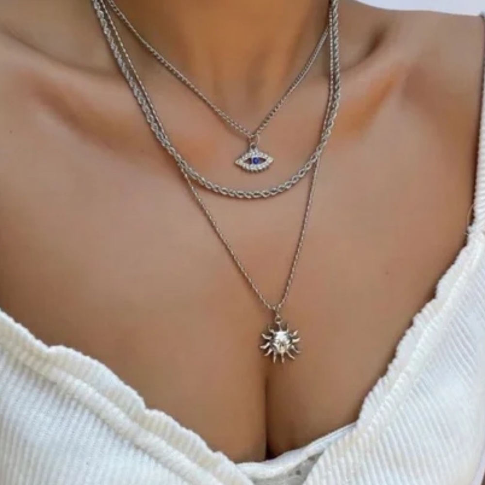 Boho Evil eye Sun Multilayer Necklace